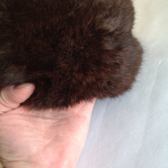 Vintage Bamberger's NJ Real Fur Brown Mink? Pillbox Hat Union Made - Picture 9 of 9